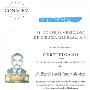 Certificado del Dr. Zamora